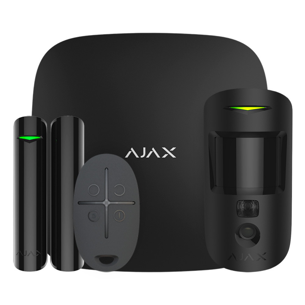 Комплект бездротової сигналізації Ajax StarterKit Cam Plus black з фотоверифікацією тривог і підтримкою LTE