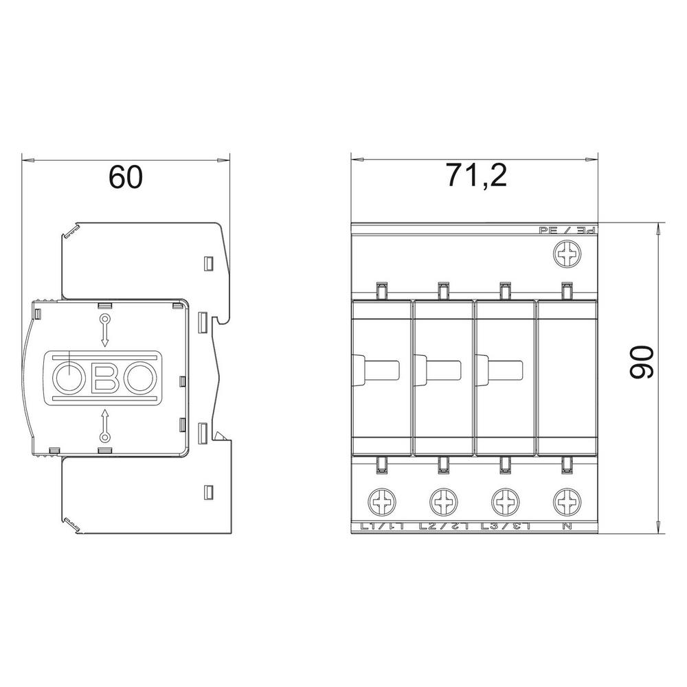 Обмежувач перенапруг OBO Bettermann Тип II V20-C 3+NPE-280 (5094656) — изображение 2