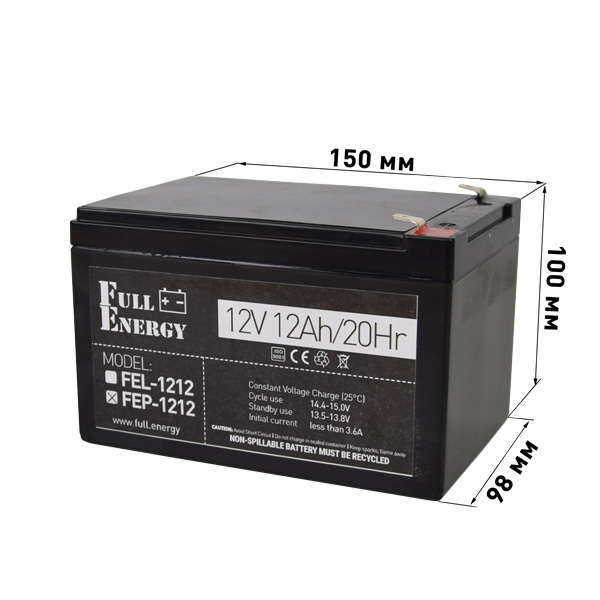 Акумулятор 12В 12 А·год для ДБЖ Full Energy FEP-1212 — изображение 2
