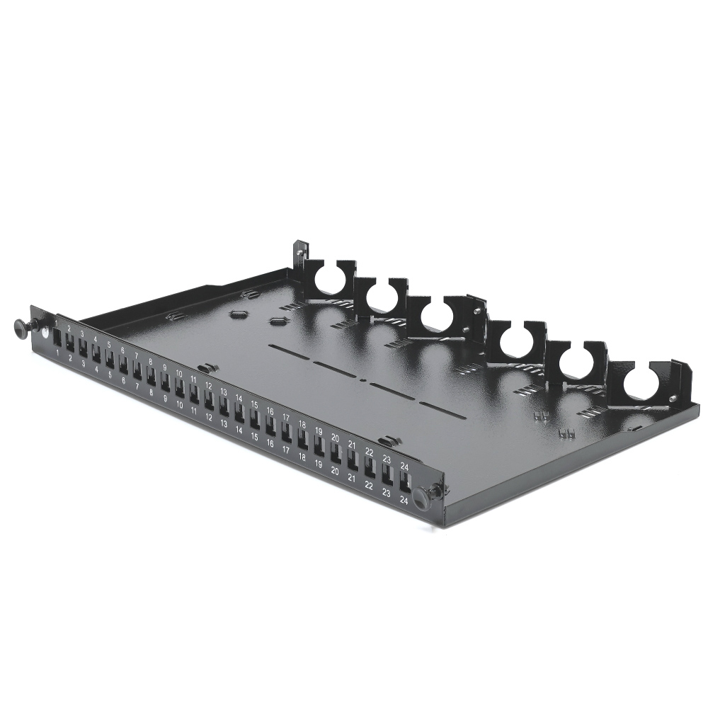 Патч-панель 24 порти SC-Simpl./LC-Dupl./E2000, пуста, кабельні вводи для 6xPG13.5 та 6xPG11, 1U, чорна — изображение 6