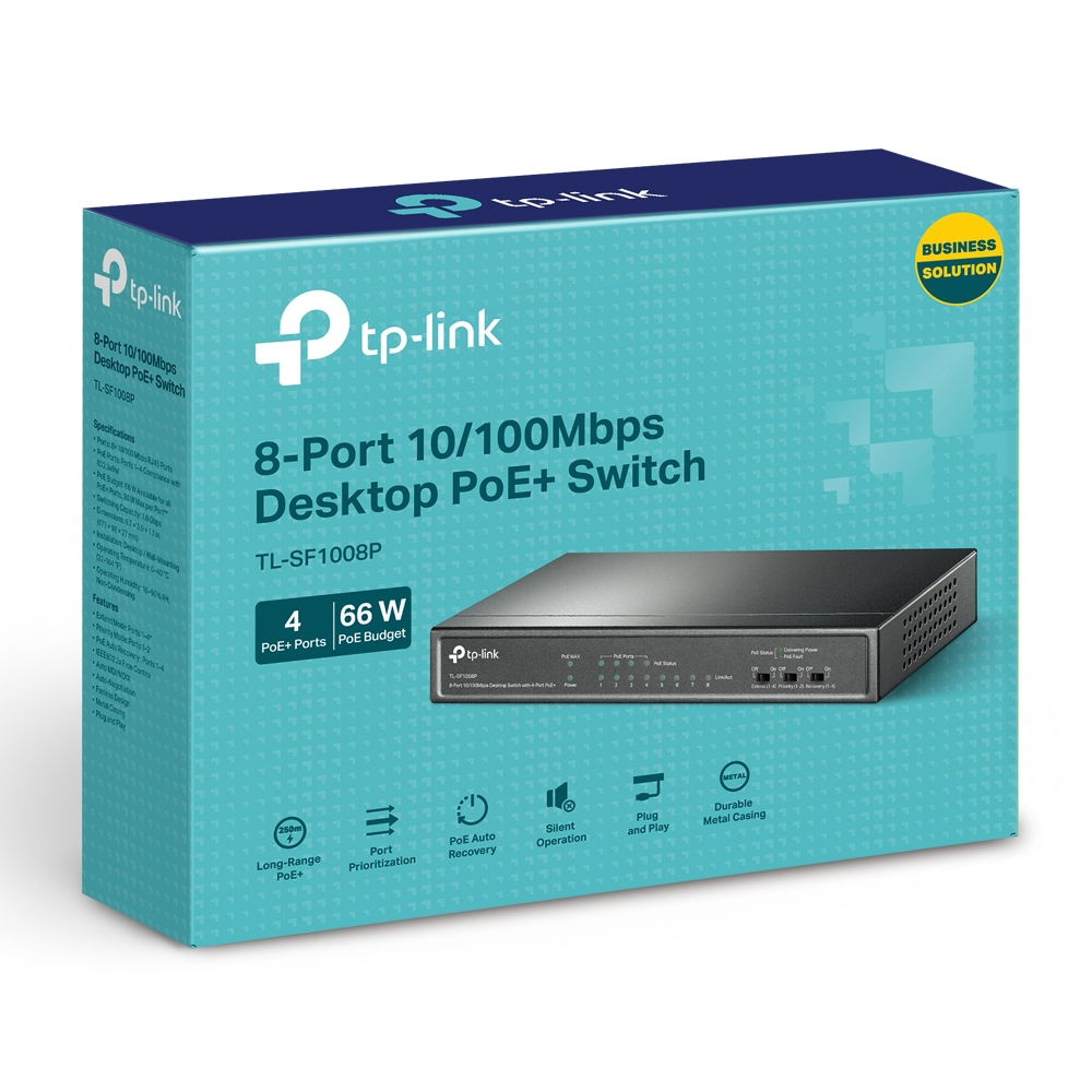 PoE-комутатор TP-Link TL-SF1008P 8-портовий з 4 PoE+ портами некерований — изображение 5
