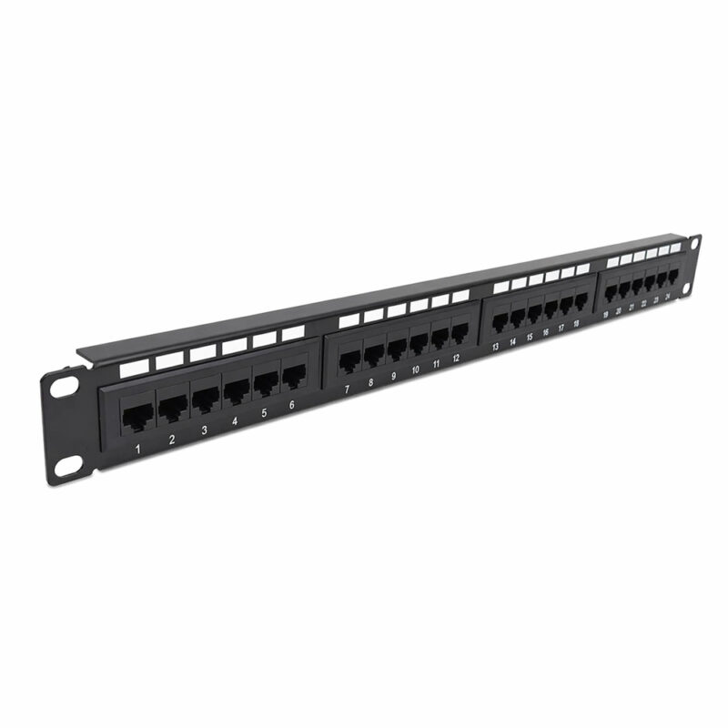 Патч-панель 24 порти UTP кат. 6 19" 1U неекранована, чорна