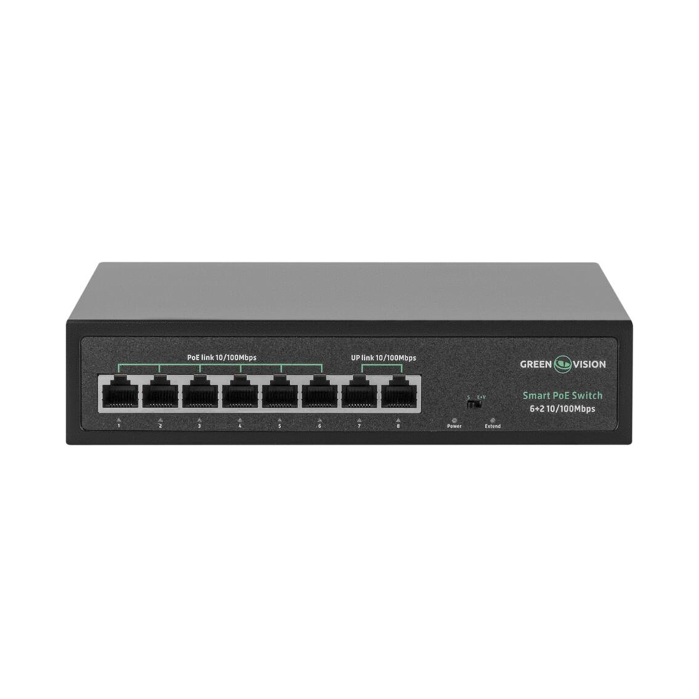Комутатор мережевий GreenVision POE GV-015-D-06+2P