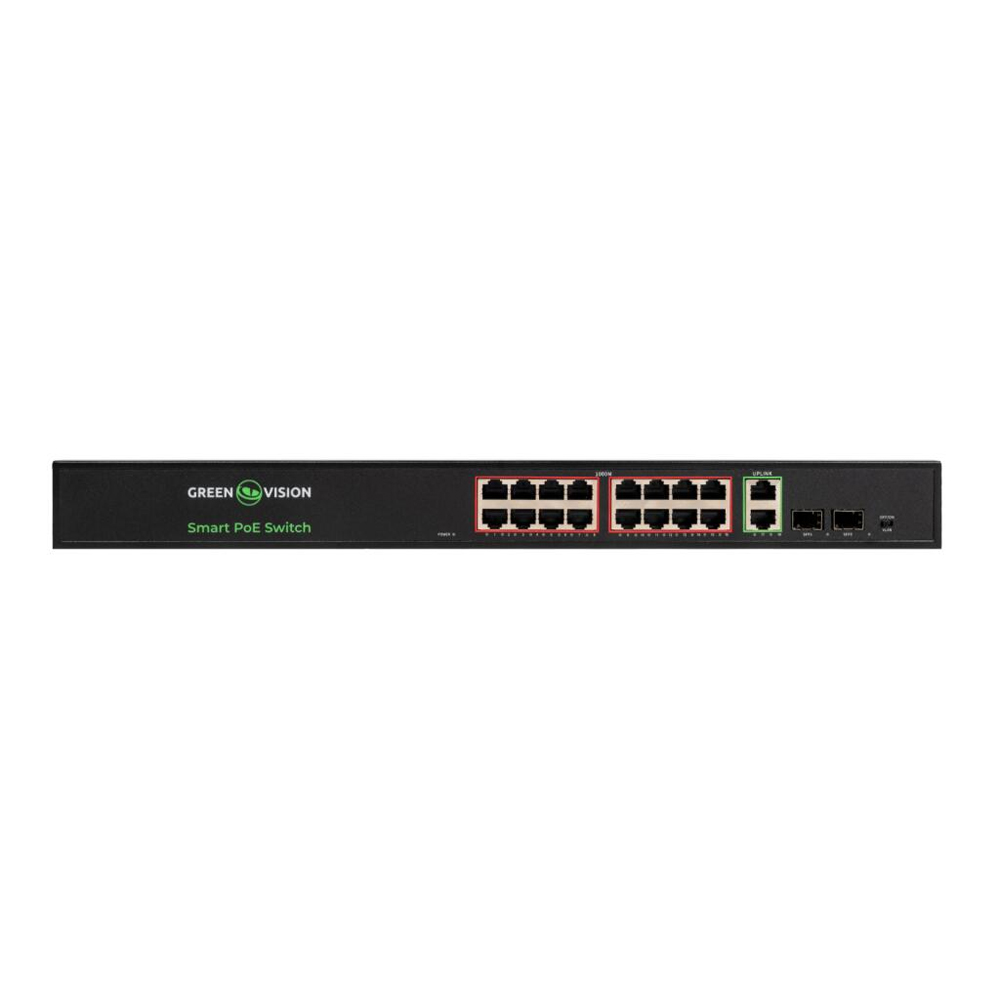 Комутатор мережевий GreenVision POE GV-022-D-16G+2PG+2SFP — изображение 2