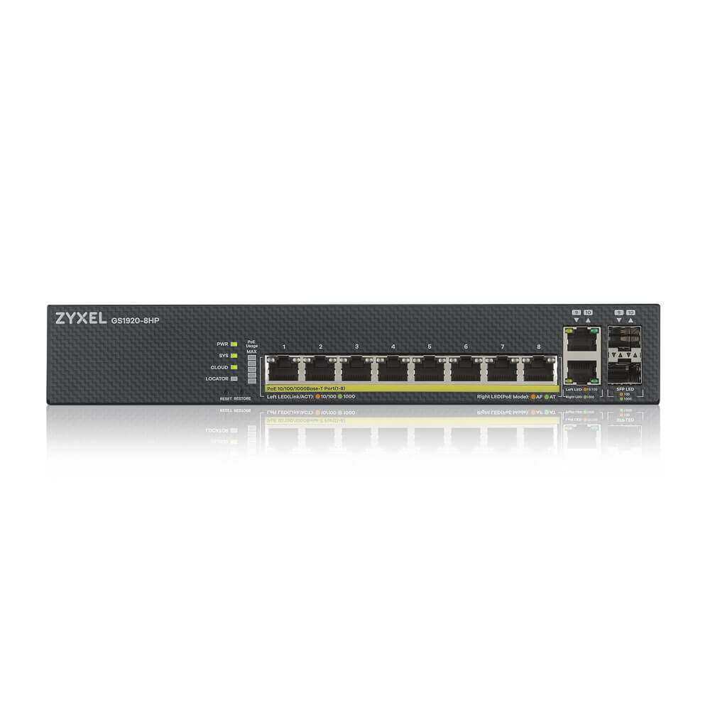 Смарт-керований комутатор на 8 портів з PoE Zyxel GS1920-8HPV2 (GS1920-8HPV2-EU0101F) — изображение 2