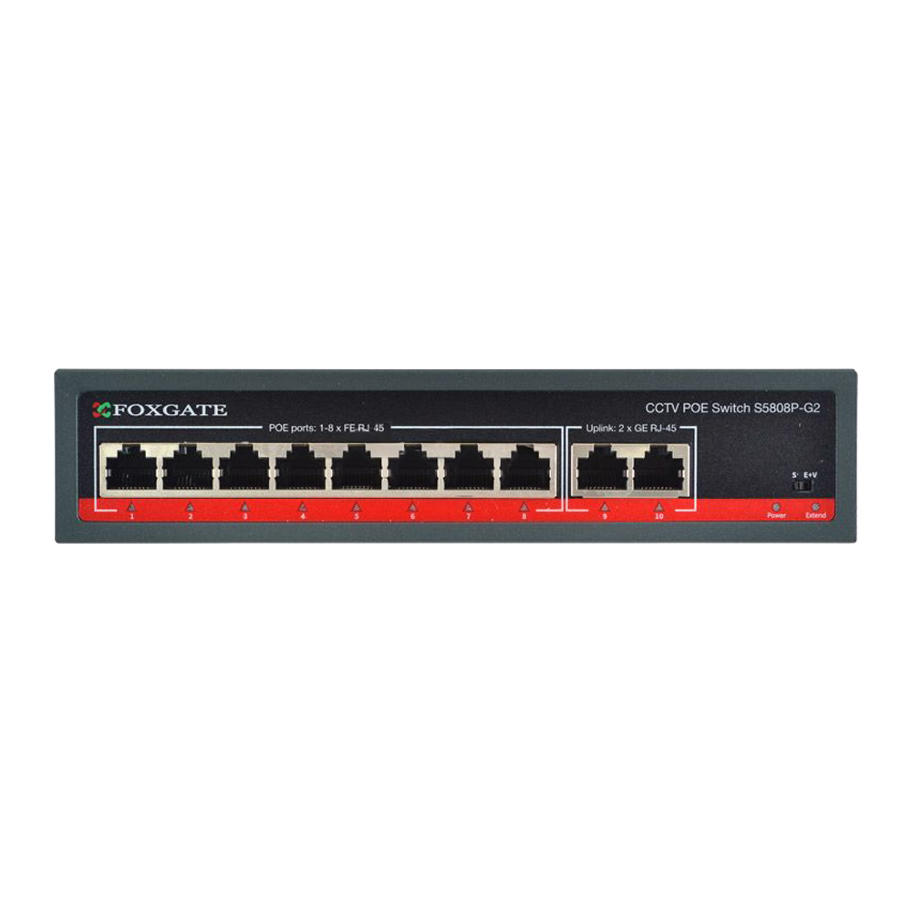 PoE-комутатор FoxGate S5808P-G2 CCTV гігабітний 8-портовий некерований — изображение 3