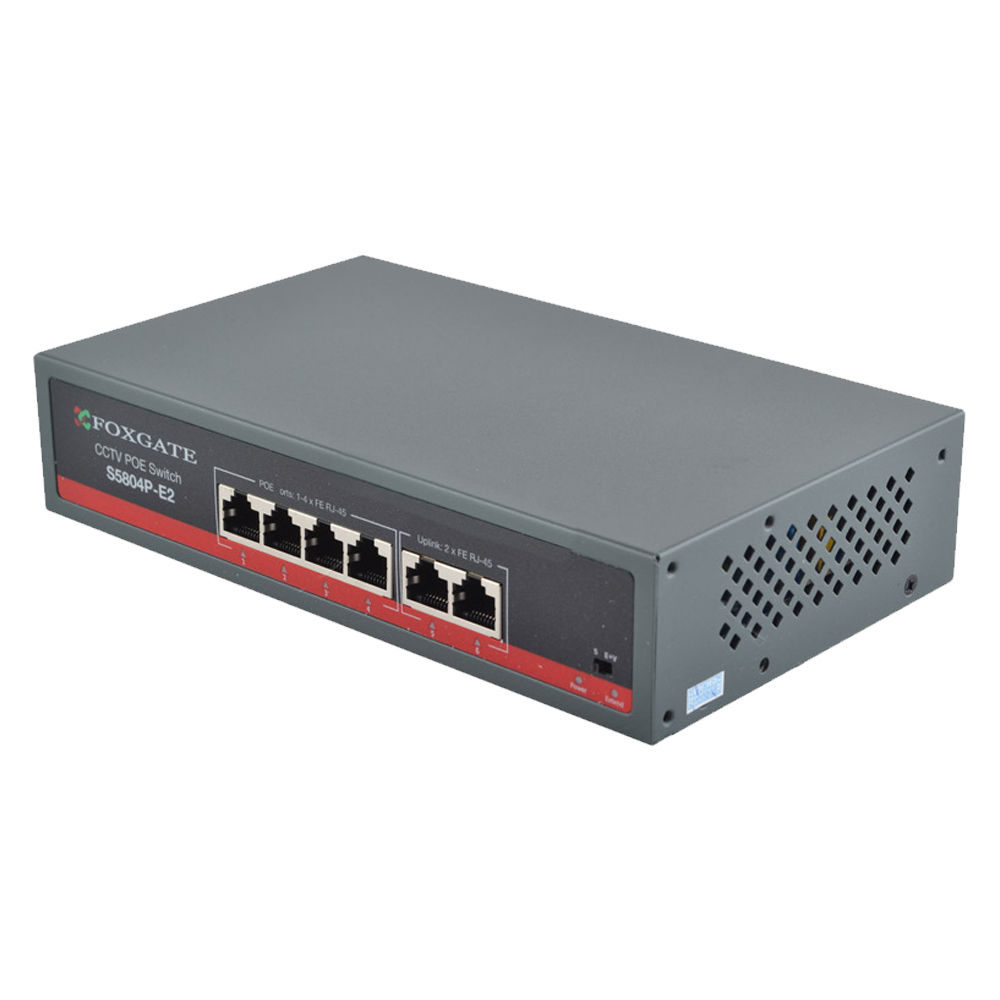 PoE-комутатор FoxGate S5804P-E2 CCTV 4-портовий некерований — изображение 2