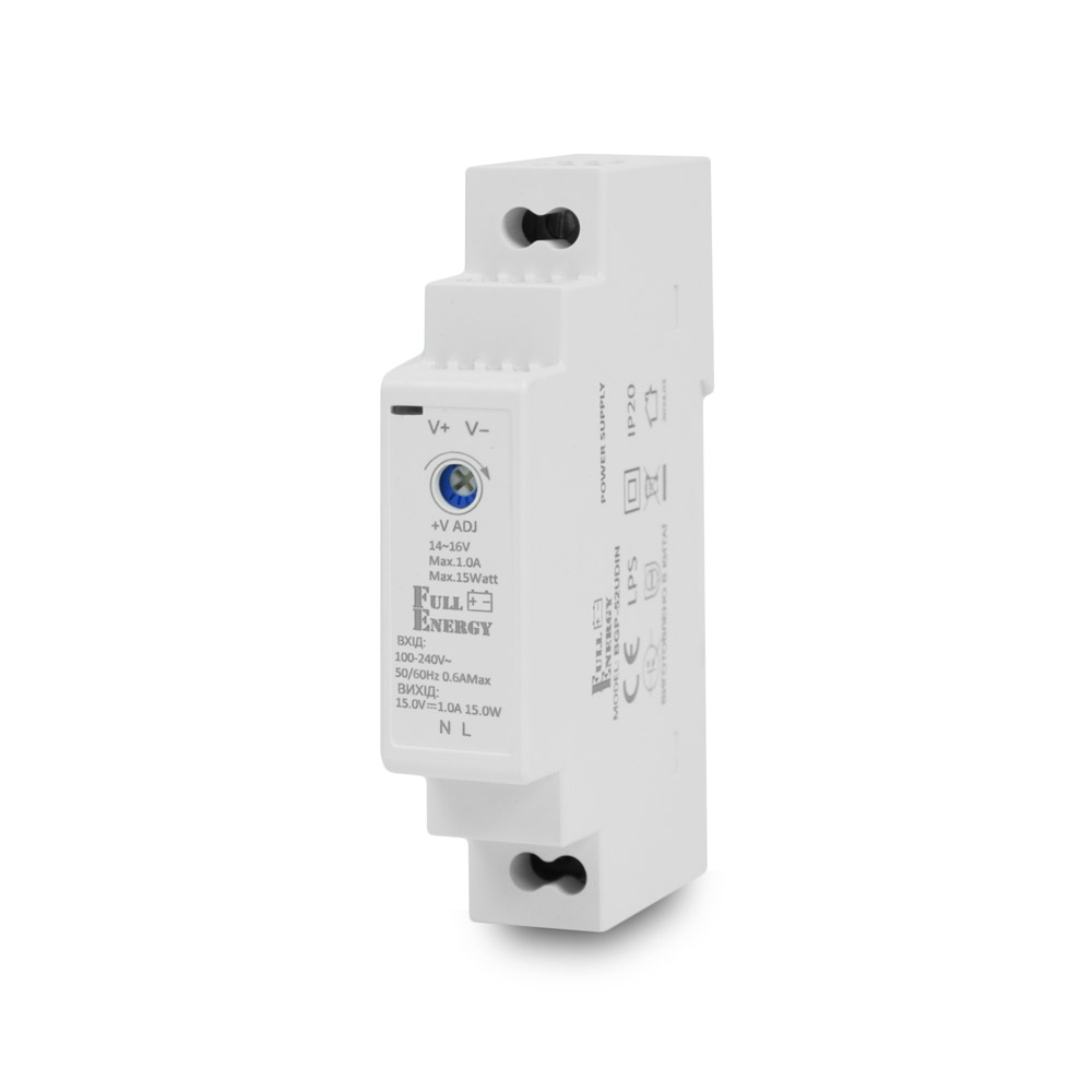 Блок живлення Full Energy BGP-151UDIN 15 В / 1 А для кріплення на DIN рейку
