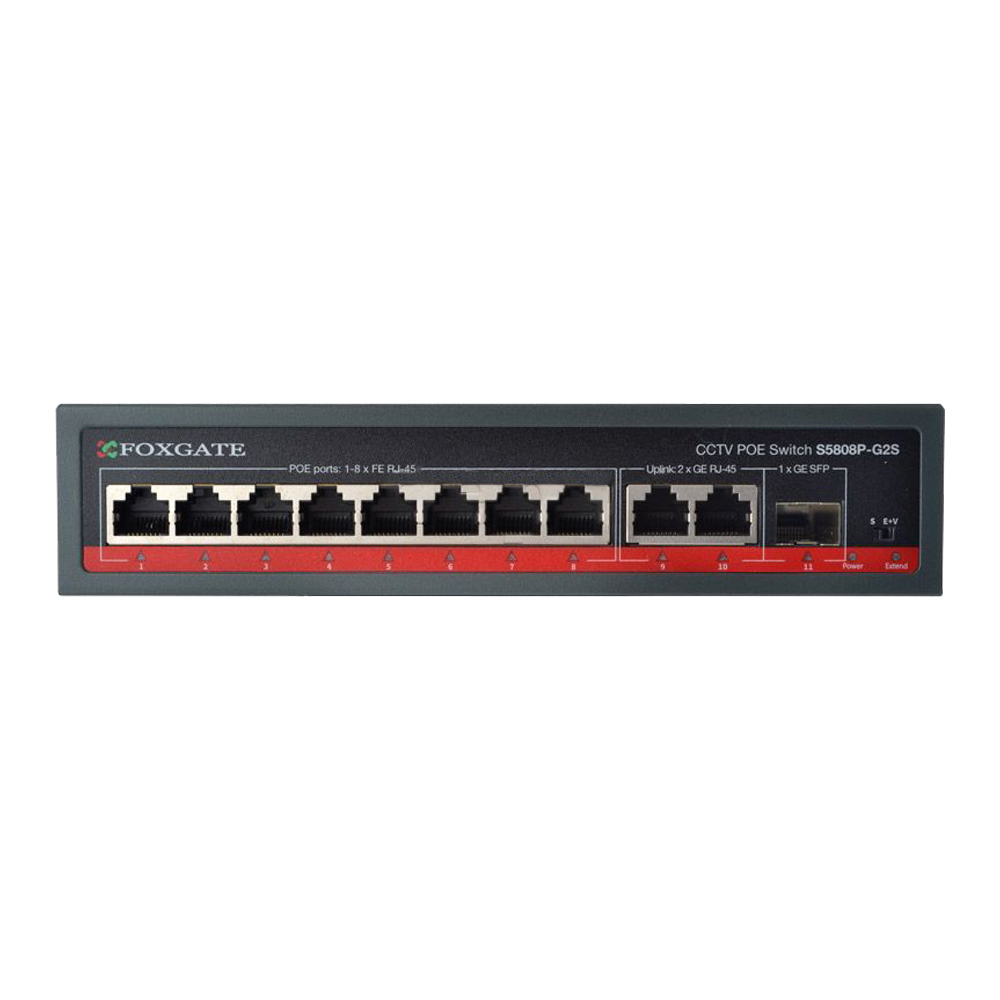 PoE-комутатор FoxGate S5808P-G2S CCTV 8-портовий некерований — изображение 3