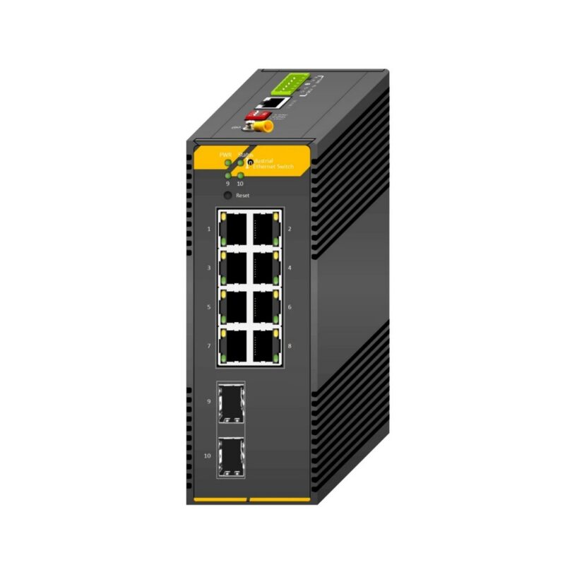 1G індустріальний PoE комутатор L2 AL SW-8P2SGI-L2, 8*1000Mbps PoE Port, 2*1000Mbps SFP Slot, DIN rail, DC48~54V