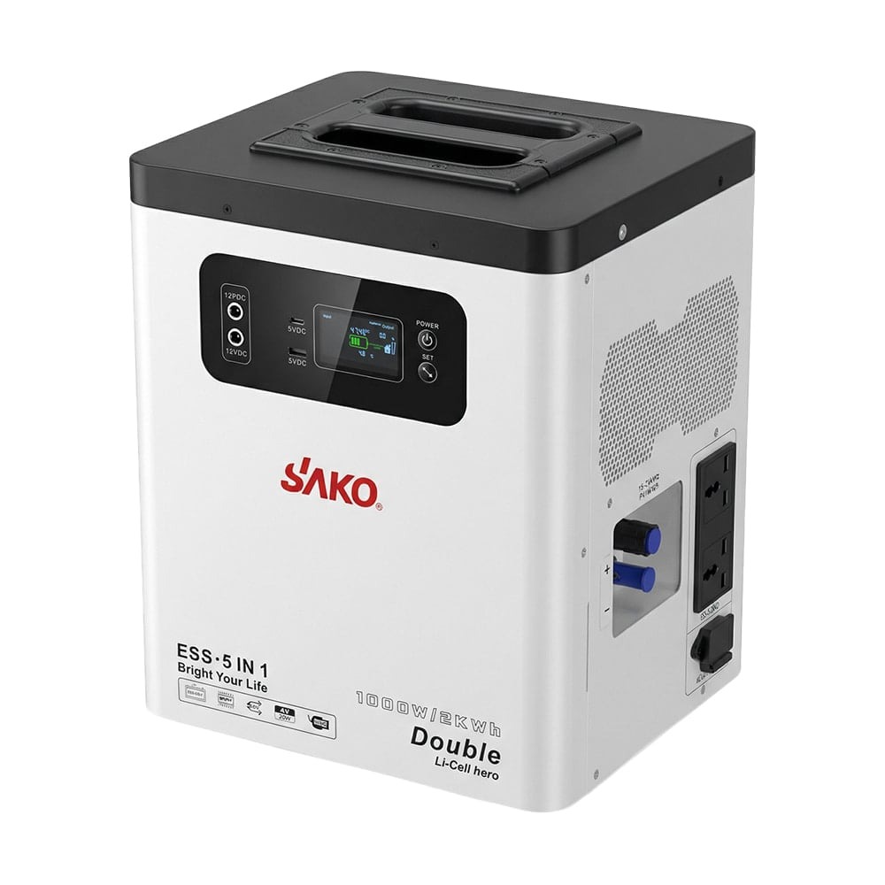 Портативна зарядна станція Sako Alpha-ESS-1000W/2KWh потужність 1000 Вт, енергоємність 2009.6 Вт·год, LifePO4 — изображение 5