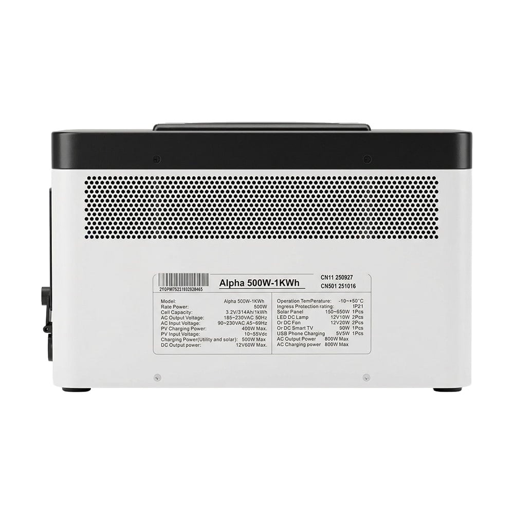 Портативна зарядна станція Sako Alpha-ESS-500W/1KWh потужність 500 Вт, енергоємність 1004.8 Вт·год, LifePO4 — изображение 5