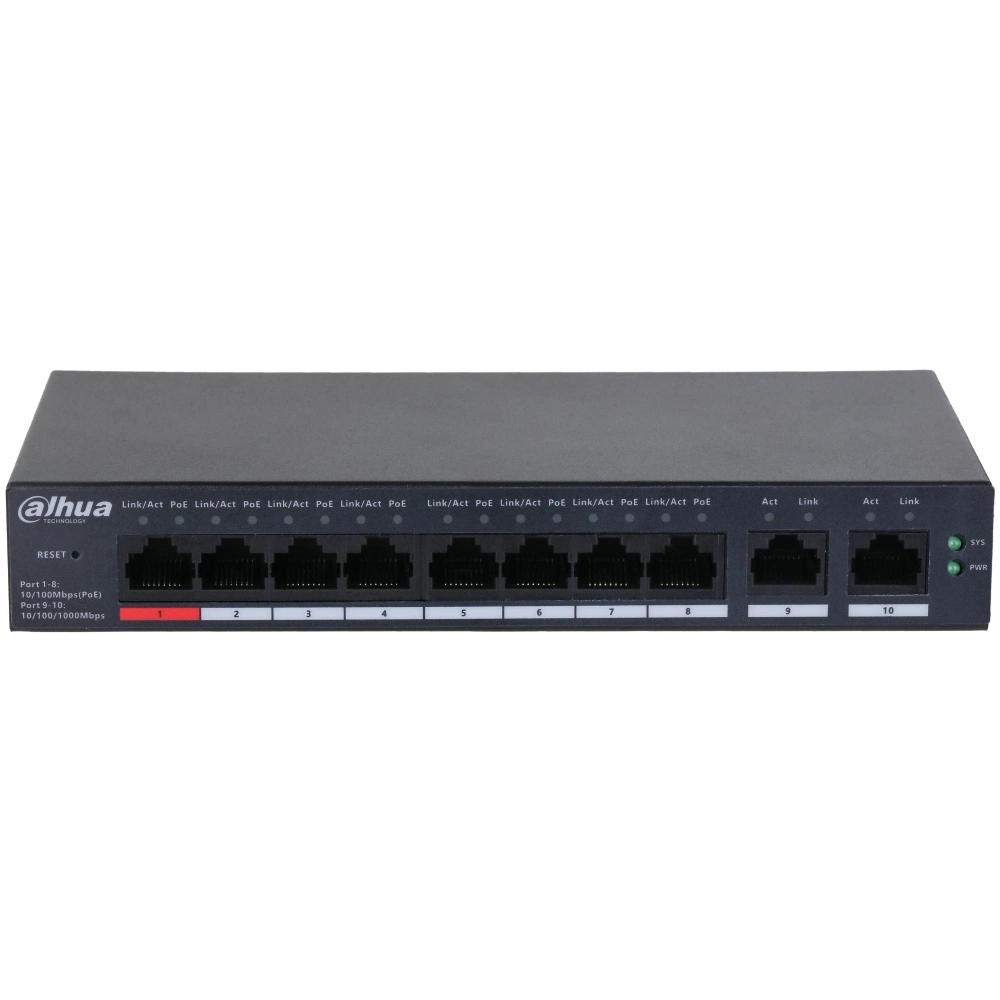 Керований PoE-комутатор Dahua DH-CS4010-8ET-110 з 8 портами PoE