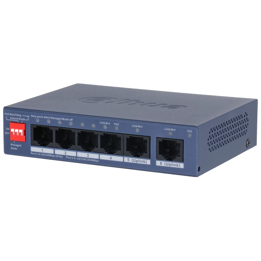 Керований PoE-комутатор Dahua DH-CS4006-4ET2GT-60 з 4 портами PoE — изображение 2