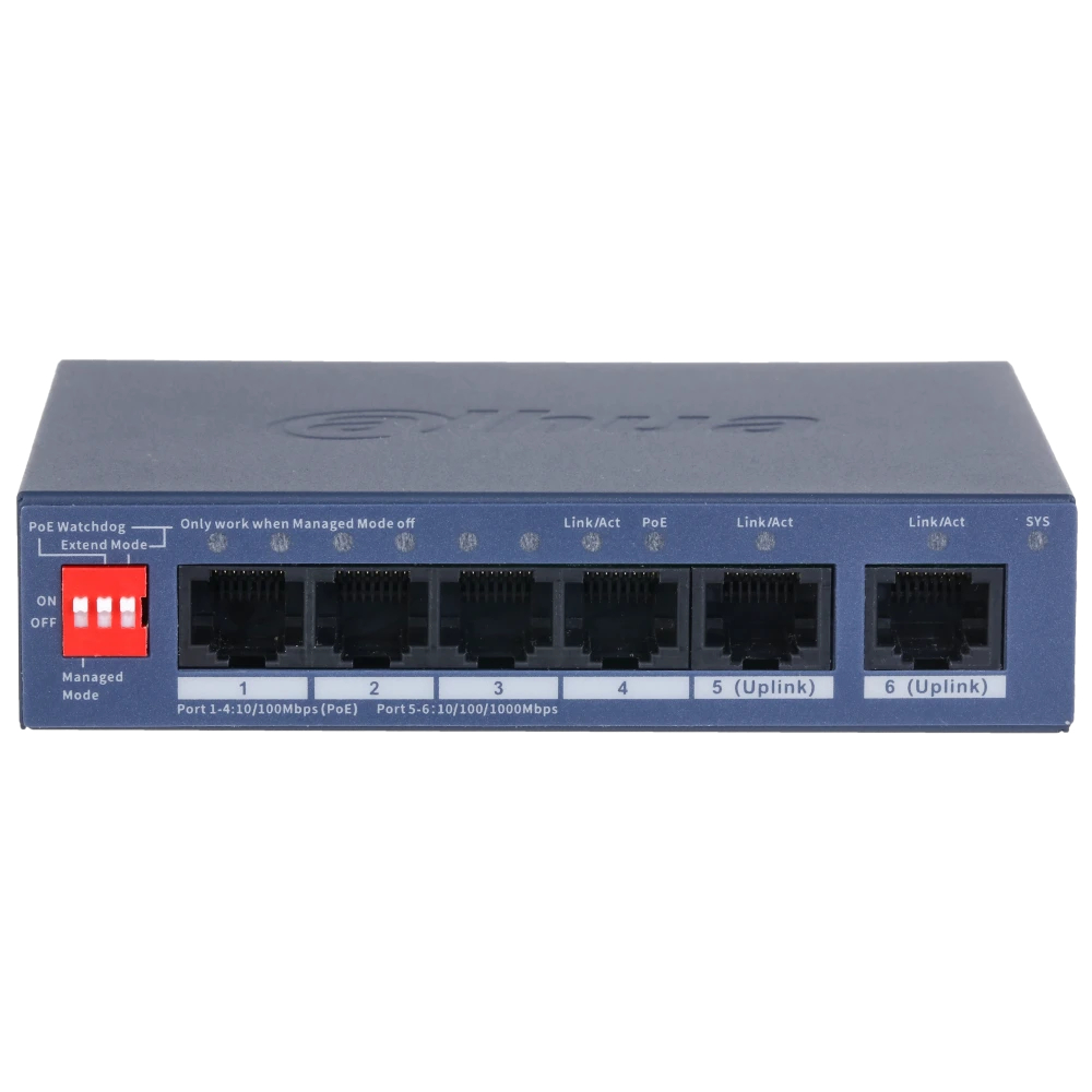 Керований PoE-комутатор Dahua DH-CS4006-4ET2GT-60 з 4 портами PoE