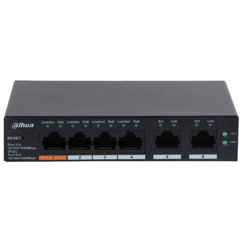 Керований PoE-комутатор гігабітний Dahua DH-CS4006-4GT-60 з 4 портами PoE