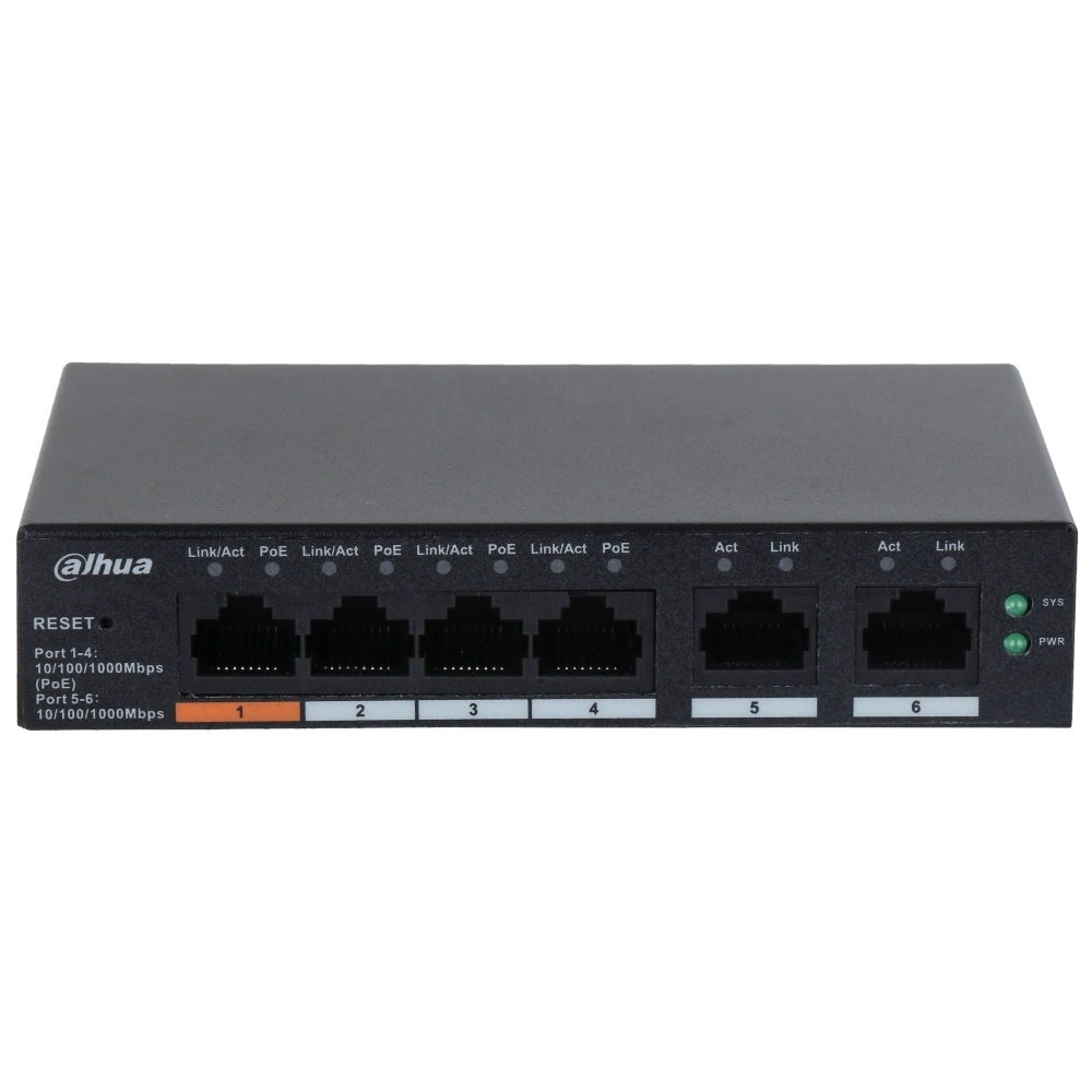 Керований PoE-комутатор гігабітний Dahua DH-CS4006-4GT-60 з 4 портами PoE