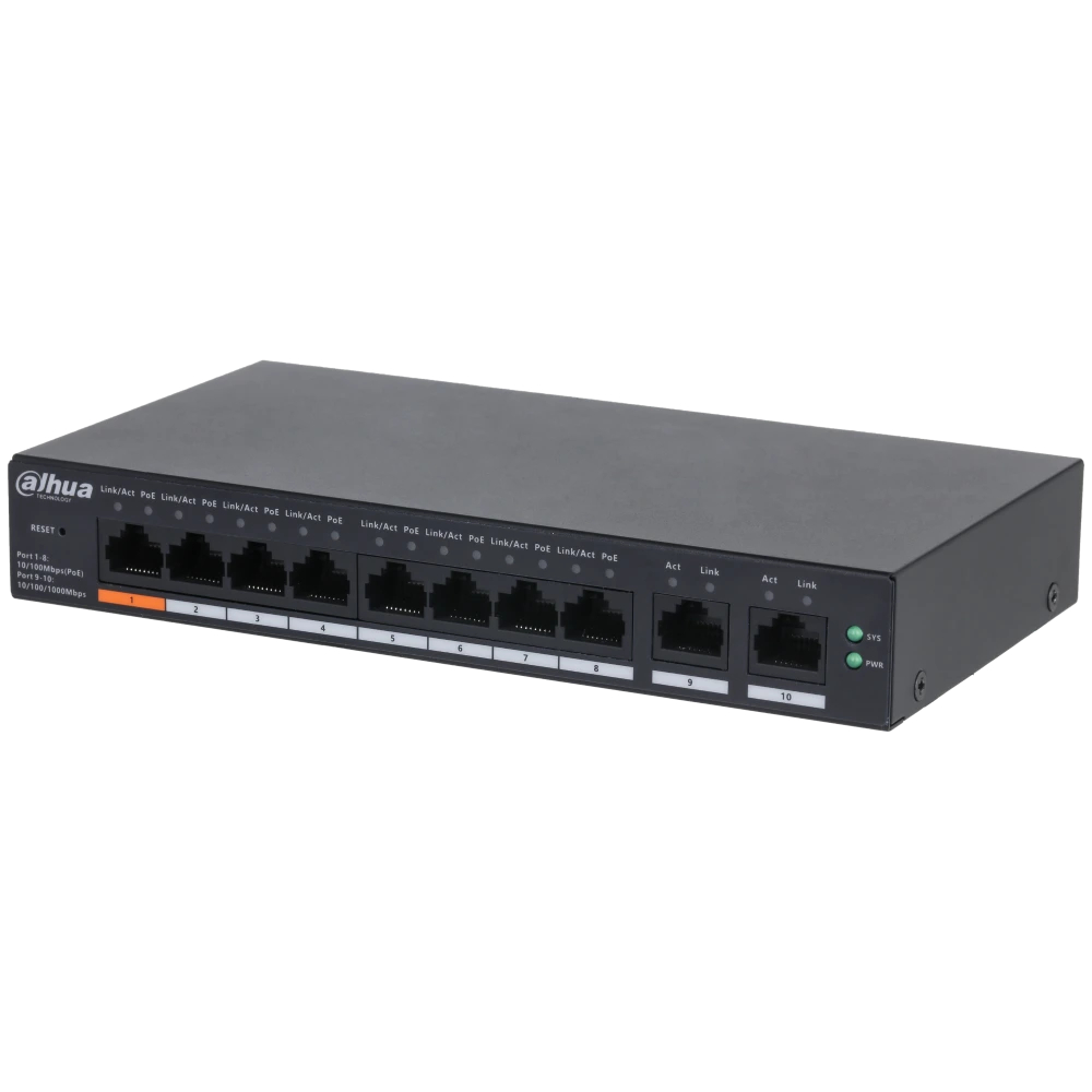 Керований PoE-комутатор Dahua DH-CS4010-8ET-60 з 8 портами PoE — изображение 2
