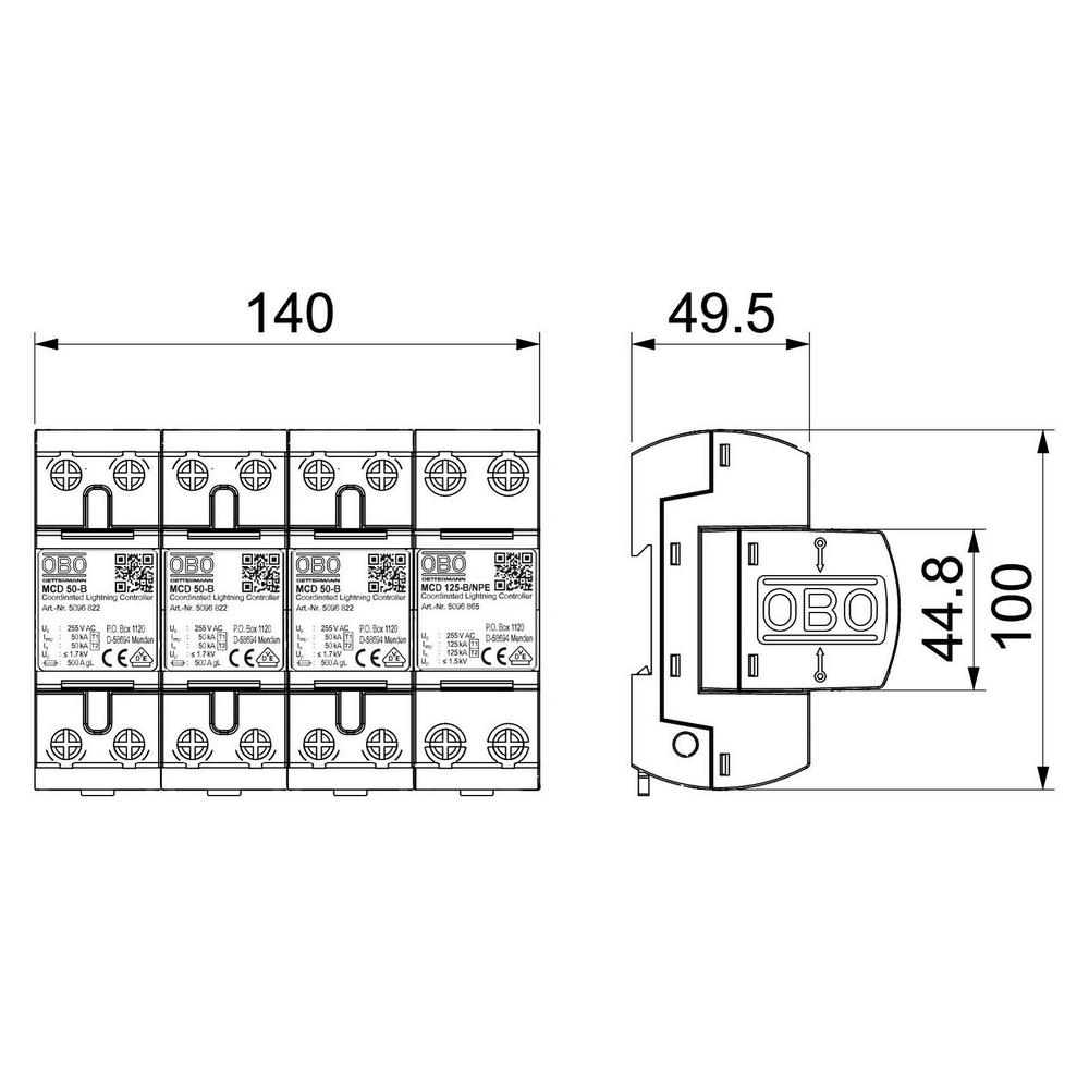 Обмежувач перенапруг OBO Bettermann MCD 50-B 3+1 (5096879) — изображение 2