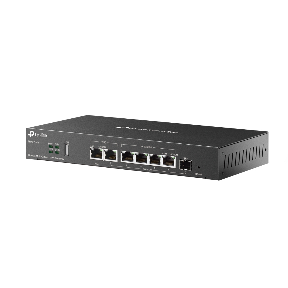 Мультисервісний маршрутизатор TP-LINK ER707-M2 1x2.5GE LAN 1x2.5GE WAN/LAN 4xGE LAN 1xSFP WAN/LAN 1xUSB 2.0 VPN Omada — изображение 2