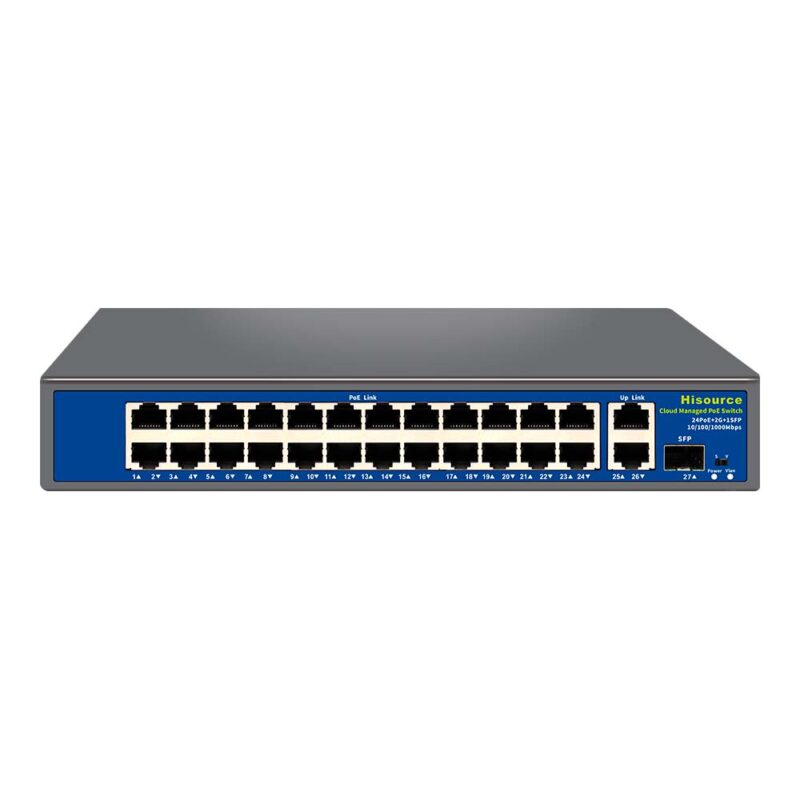 Керований 27-портовий PoE-комутатор Hisource Hi-S21-24GP2G1S з 24 портами PoE