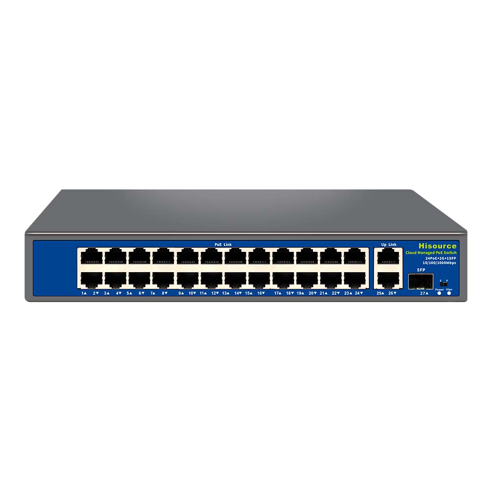 Керований 27-портовий PoE-комутатор Hisource Hi-S21-24GP2G1S з 24 портами PoE