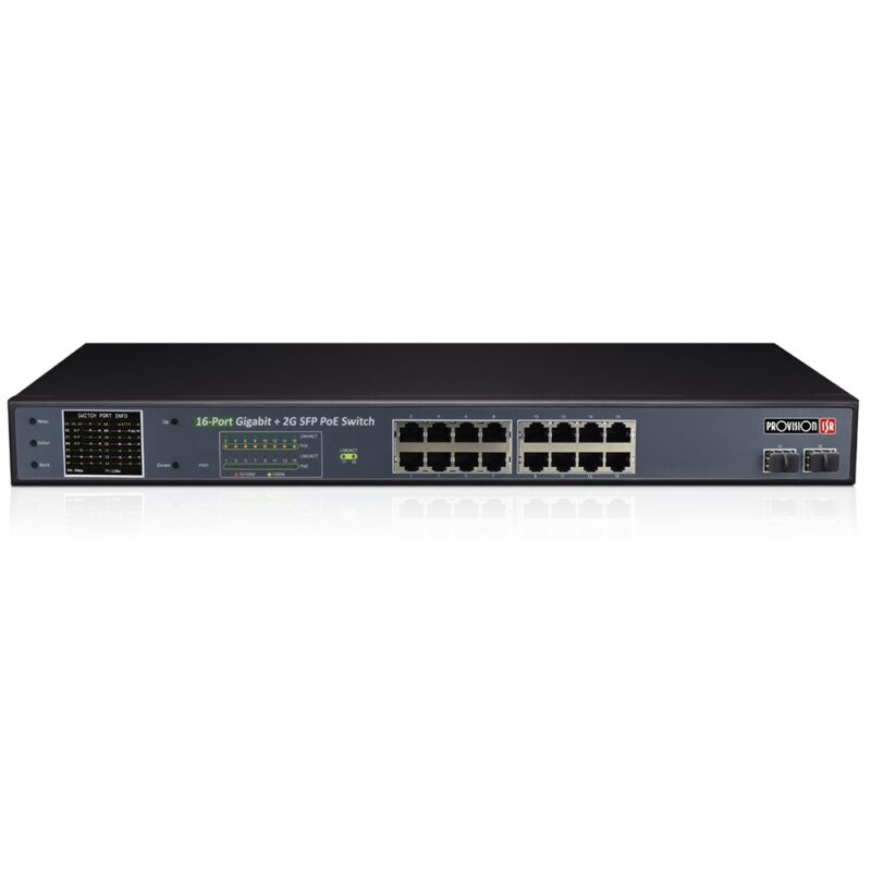 Некерований PoE-комутатор Provision-ISR PoES-16250GCL+2SFP з 16 портами PoE