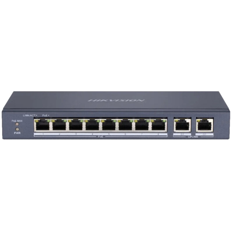 Некерований PoE комутатор Hikvision DS-3E0310P-E/M(B) з 8 портами PoE